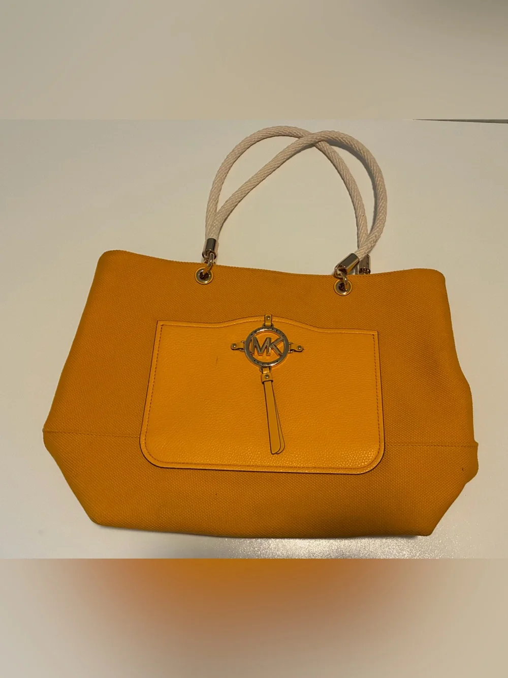 Yellow/Gold Michael Kors Amy Large Rope Tote Bag